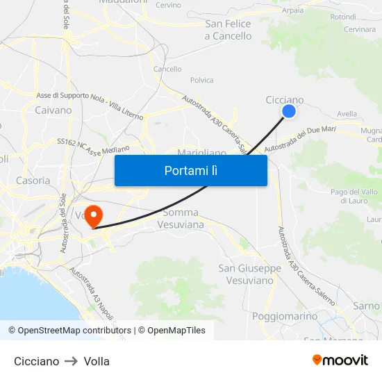 Cicciano to Volla map