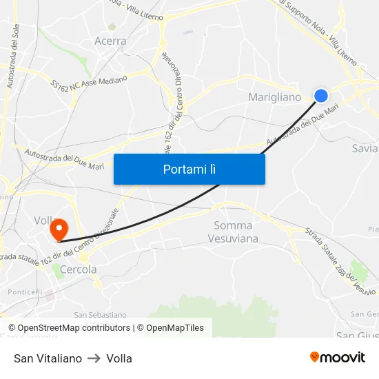 San Vitaliano to Volla map