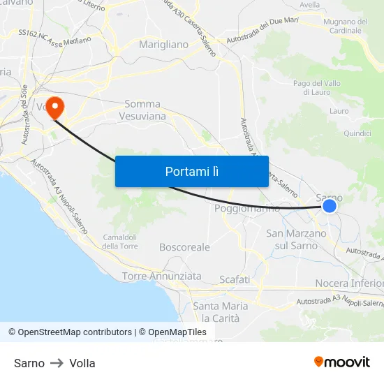 Sarno to Volla map