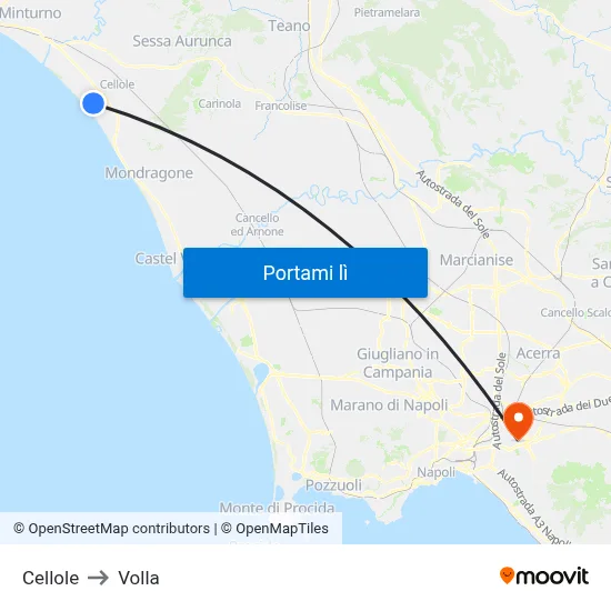 Cellole to Volla map