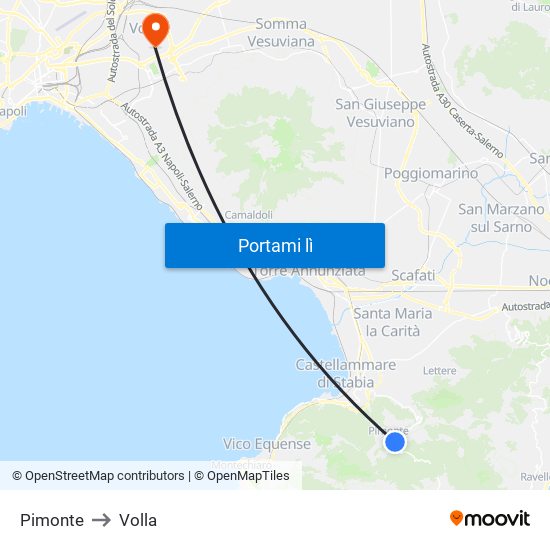 Pimonte to Volla map