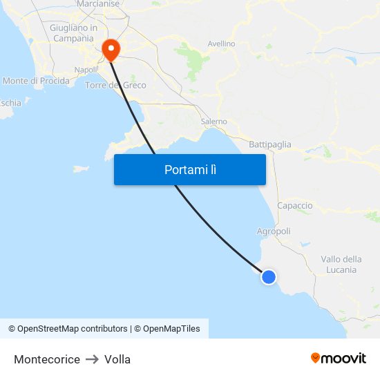 Montecorice to Volla map