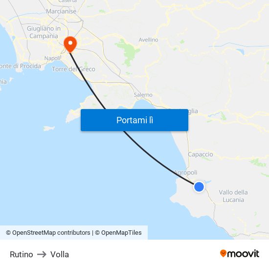Rutino to Volla map
