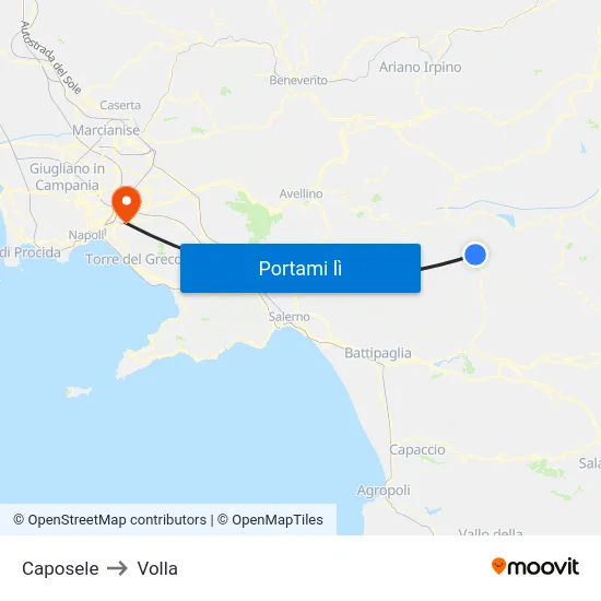 Caposele to Volla map