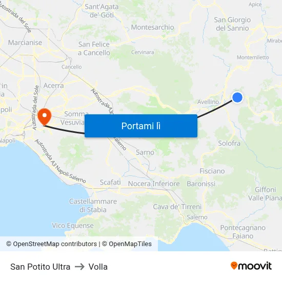 San Potito Ultra to Volla map