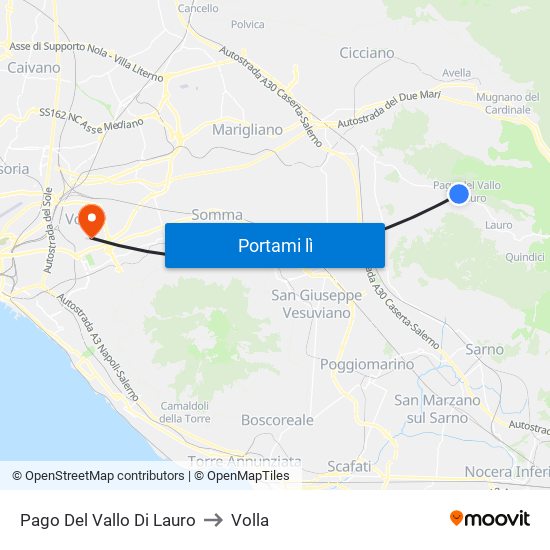 Pago Del Vallo Di Lauro to Volla map