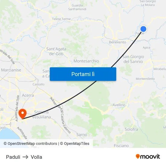 Paduli to Volla map