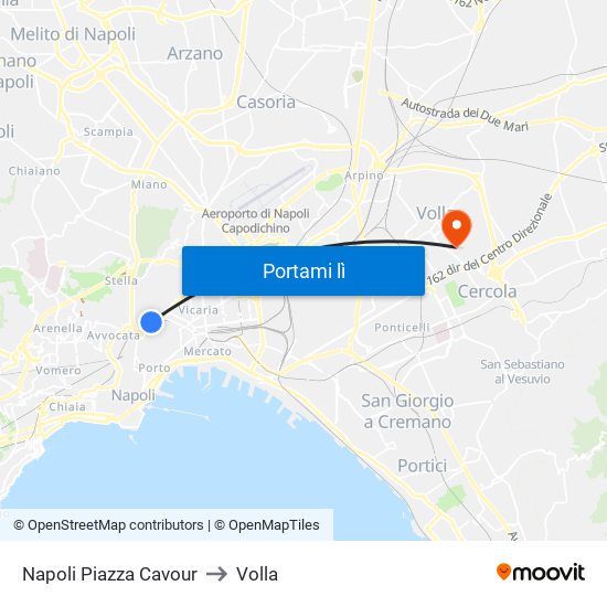 Napoli Piazza Cavour to Volla map