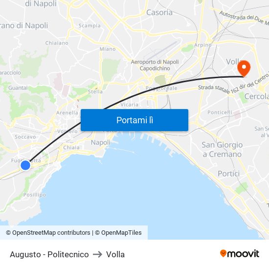 Augusto - Politecnico to Volla map