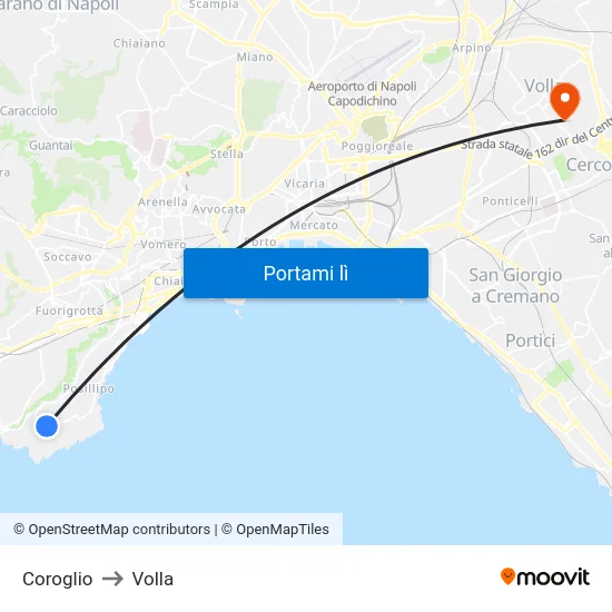 Coroglio to Volla map