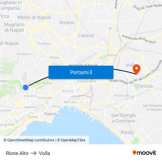 Rione Alto to Volla map