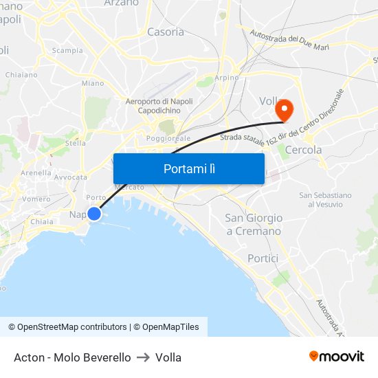 Acton - Molo Beverello to Volla map
