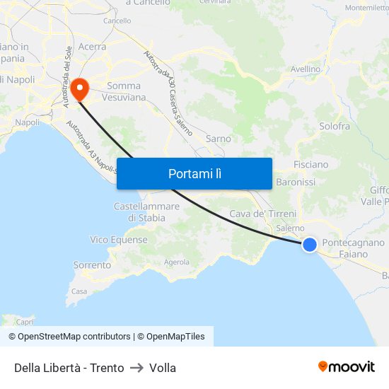 Della Libertà - Trento to Volla map