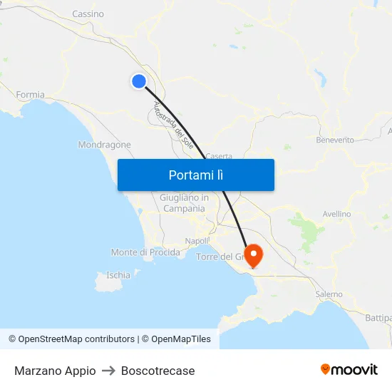 Marzano Appio to Boscotrecase map