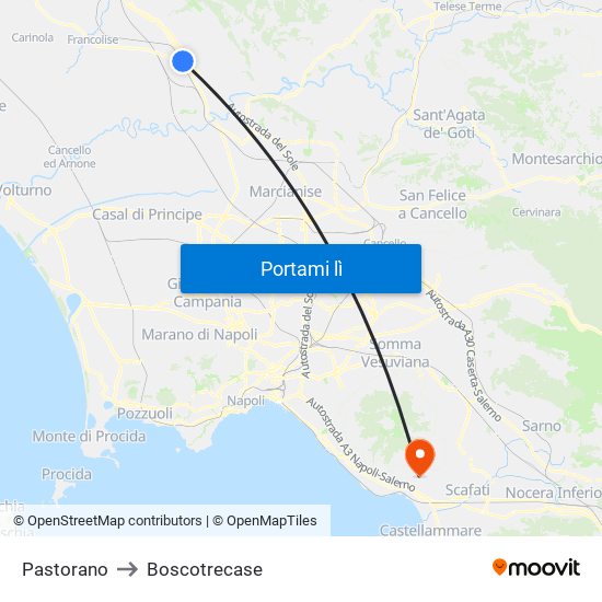 Pastorano to Boscotrecase map