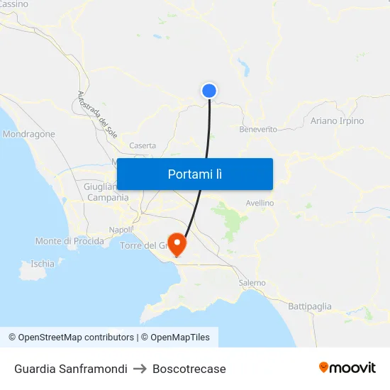 Guardia Sanframondi to Boscotrecase map