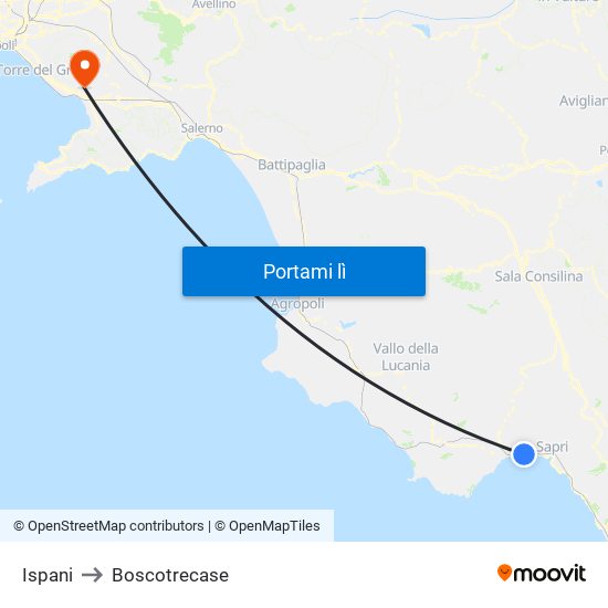 Ispani to Boscotrecase map