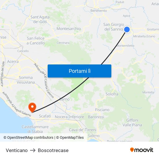 Venticano to Boscotrecase map