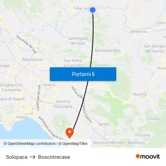 Solopaca to Boscotrecase map