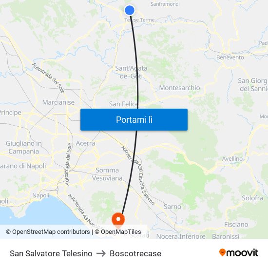San Salvatore Telesino to Boscotrecase map