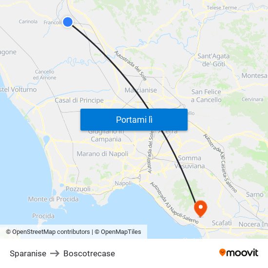 Sparanise to Boscotrecase map