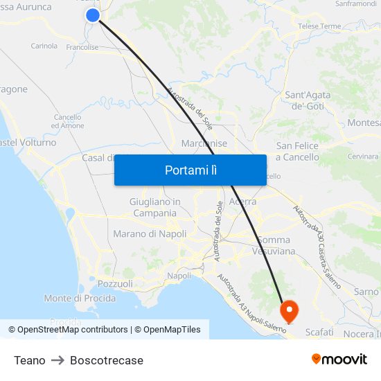 Teano to Boscotrecase map