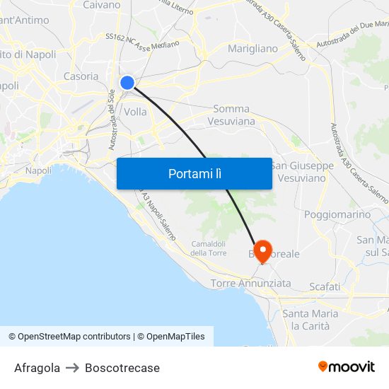 Afragola to Boscotrecase map