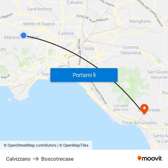 Calvizzano to Boscotrecase map