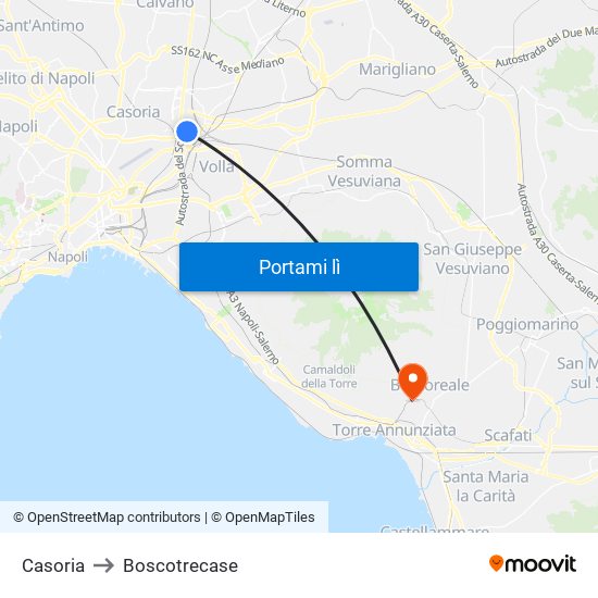 Casoria to Boscotrecase map