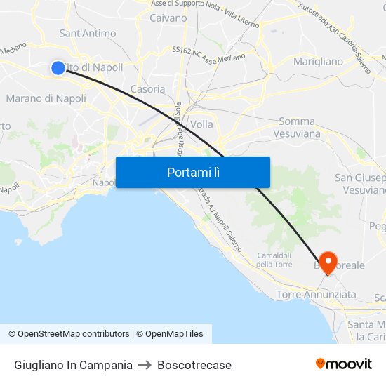 Giugliano In Campania to Boscotrecase map