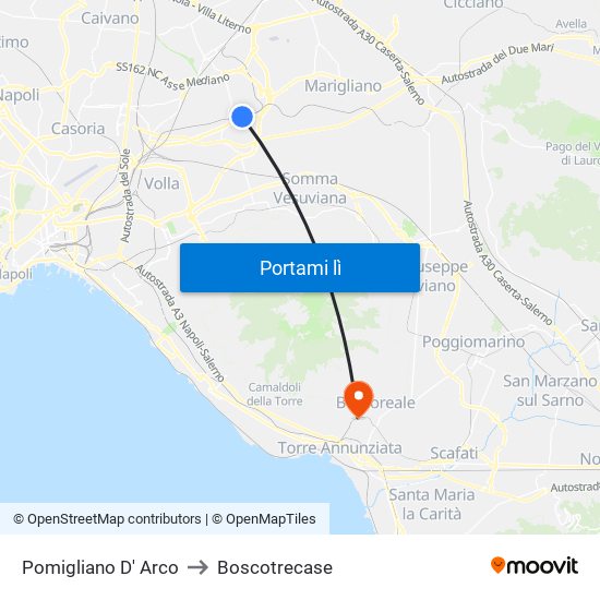 Pomigliano D' Arco to Boscotrecase map