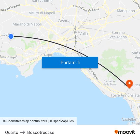 Quarto to Boscotrecase map