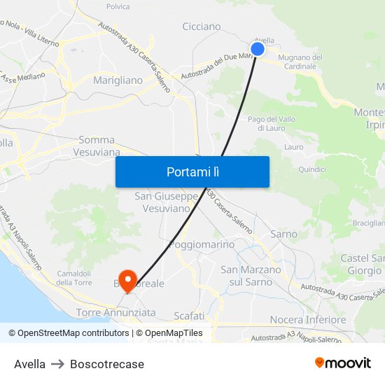 Avella to Boscotrecase map