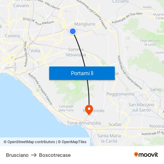 Brusciano to Boscotrecase map