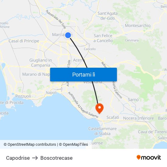 Capodrise to Boscotrecase map