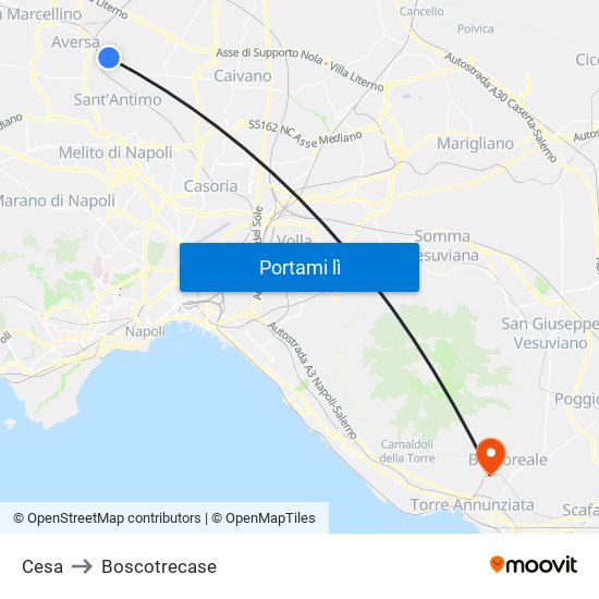 Cesa to Boscotrecase map