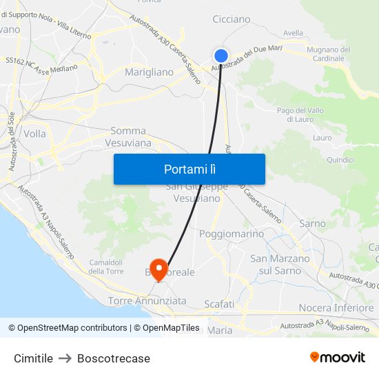 Cimitile to Boscotrecase map