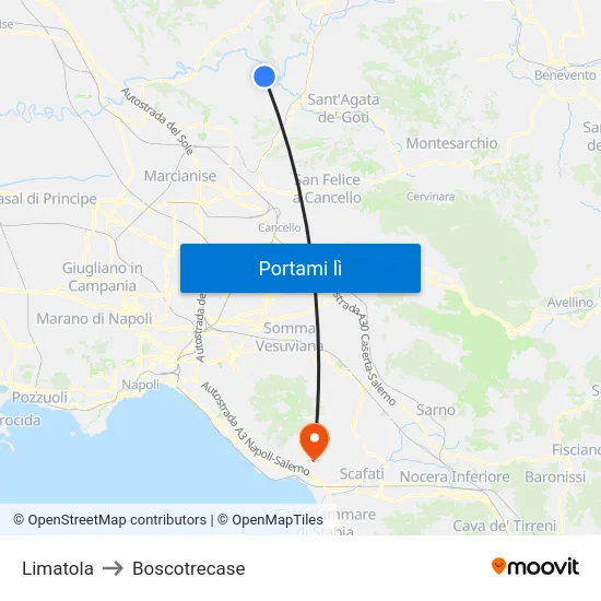 Limatola to Boscotrecase map
