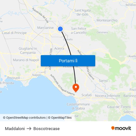 Maddaloni to Boscotrecase map