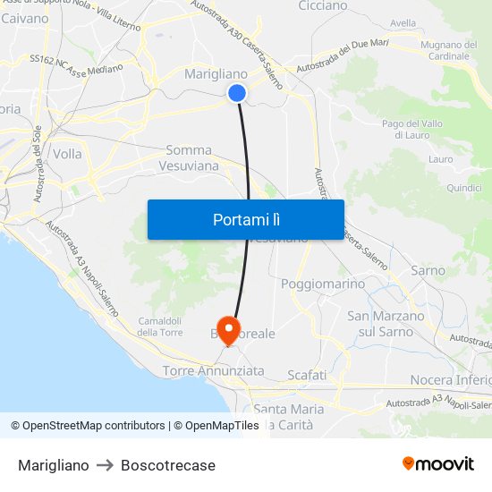 Marigliano to Boscotrecase map