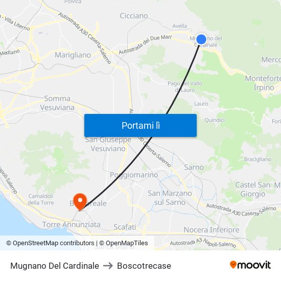 Mugnano Del Cardinale to Boscotrecase map