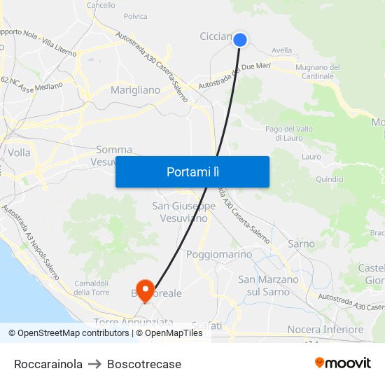 Roccarainola to Boscotrecase map