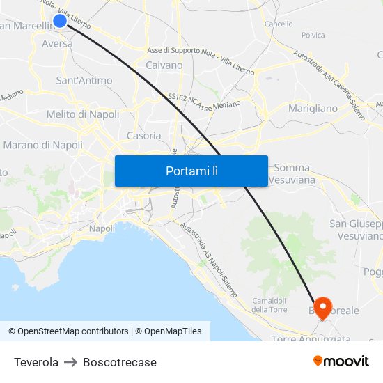 Teverola to Boscotrecase map