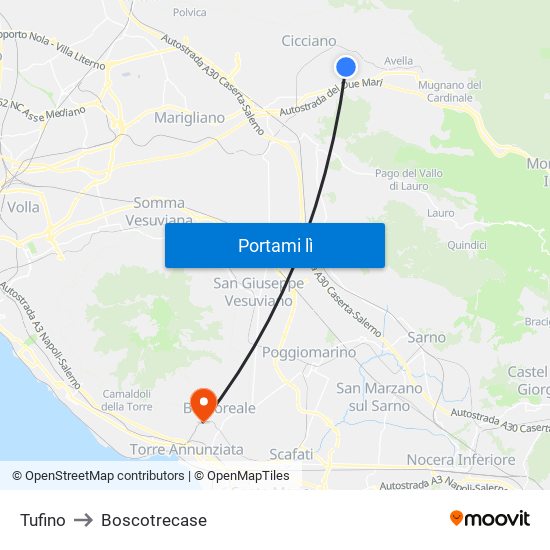 Tufino to Boscotrecase map