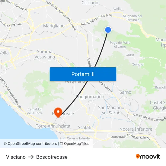 Visciano to Boscotrecase map