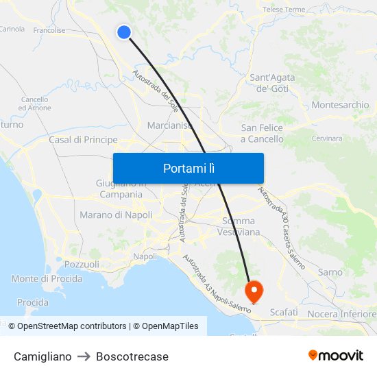 Camigliano to Boscotrecase map