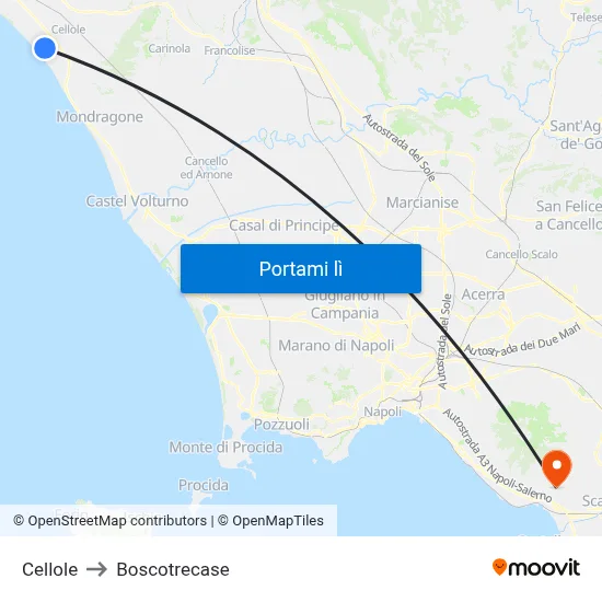 Cellole to Boscotrecase map