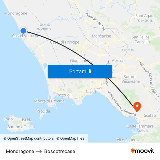 Mondragone to Boscotrecase map