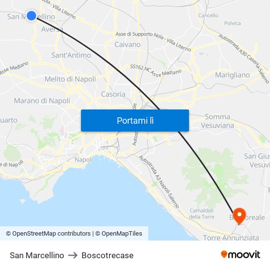 San Marcellino to Boscotrecase map