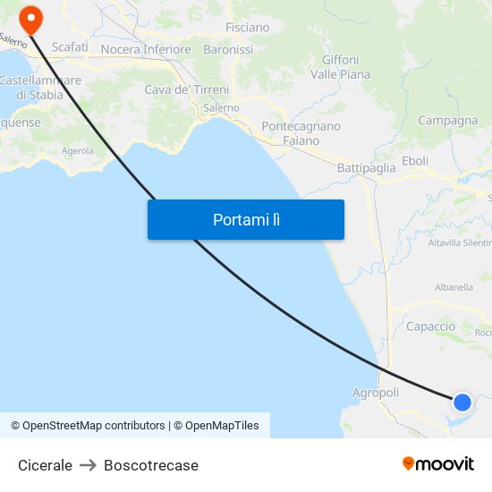 Cicerale to Boscotrecase map